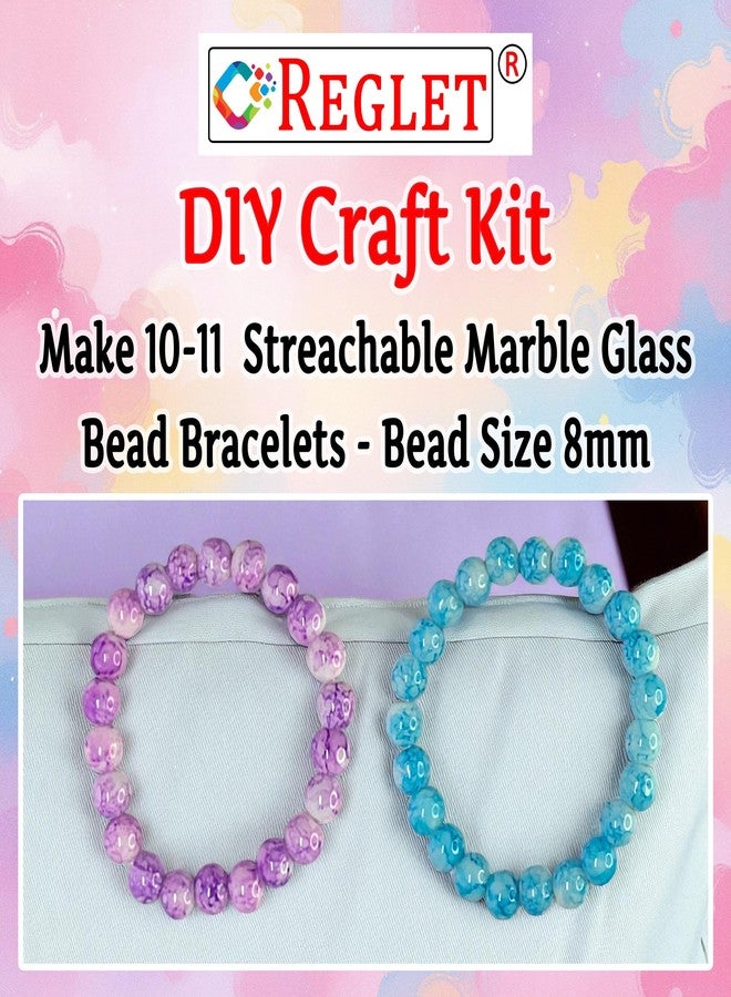 REGLET 250 Pcs Marble Glass Beads for Bracelet Making Kit - Beads for Jewellery Making Kit - Bead Bracelet Making - Crystal Bead - Beads for Craft - 8mm - Image 3